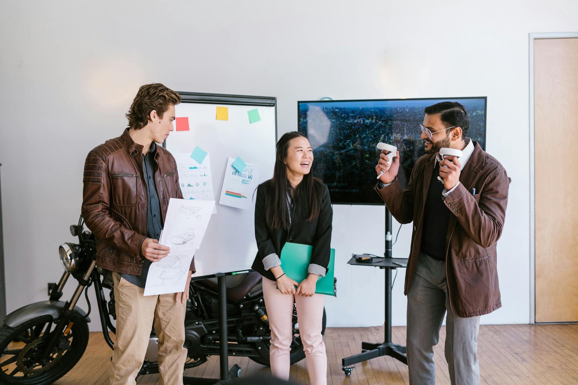 Réunion d'équipe avec des présentations.