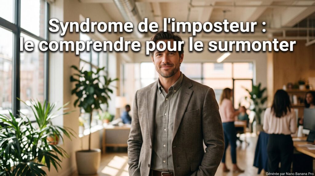 Syndrome de l'imposteur au travail : un manager souriant dans un open space lumineux